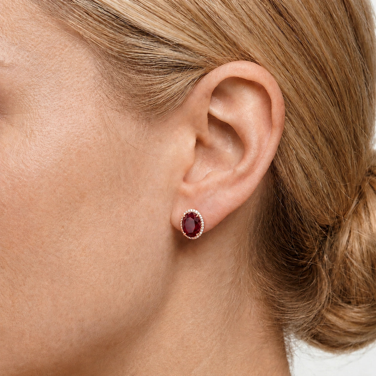 Rose Gold Earrings Ruby 10K — Donatella