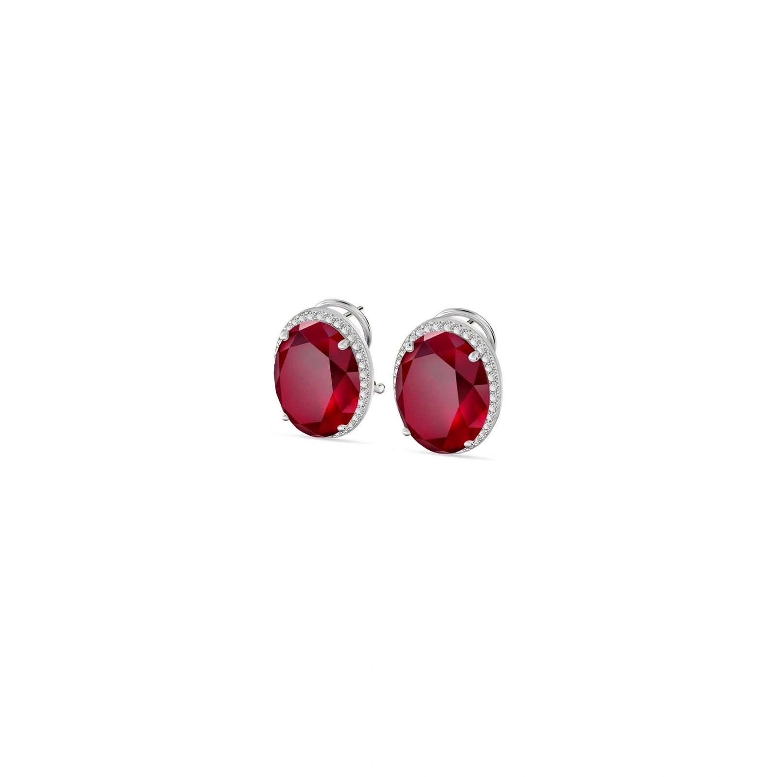 White Gold Earrings Ruby 10K — Donatella