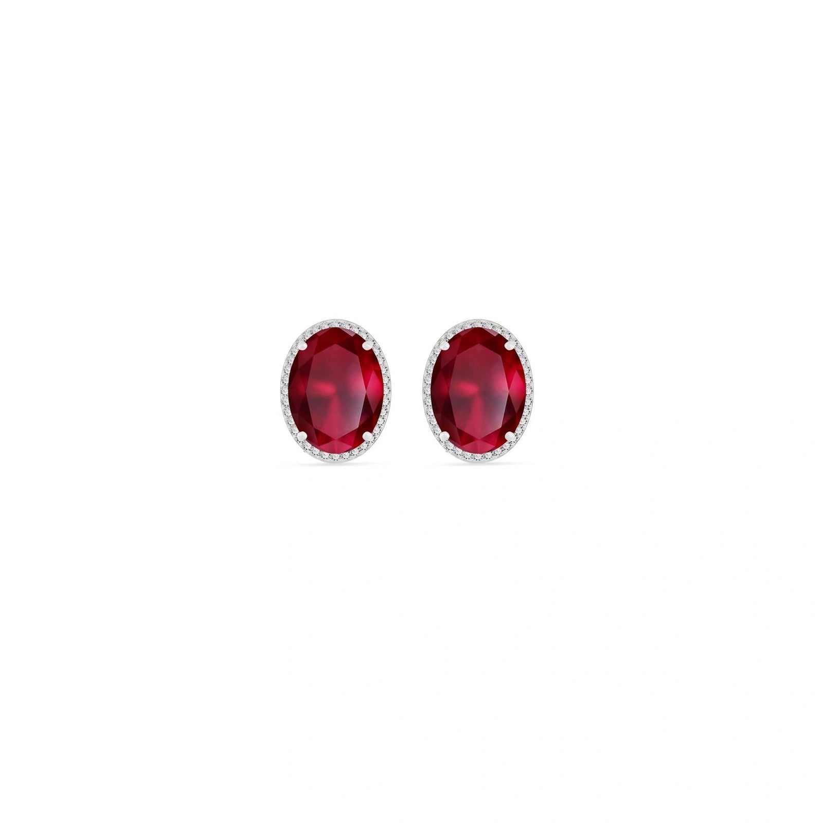 White Gold Earrings Ruby 10K — Donatella