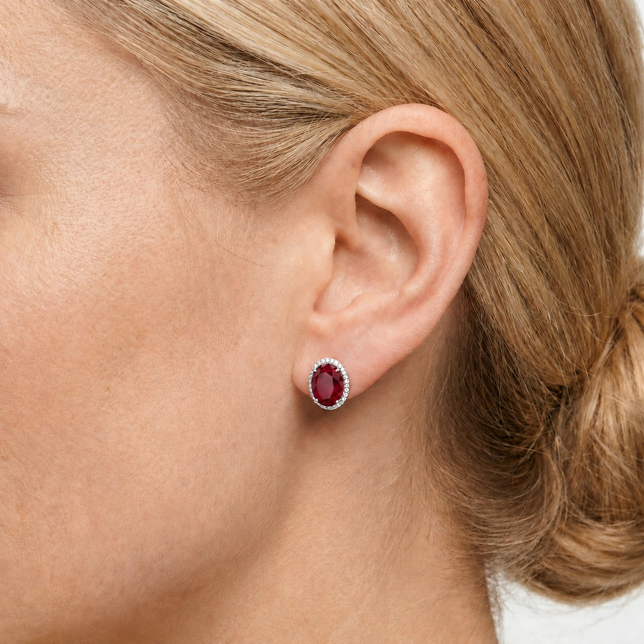 White Gold Earrings Ruby 10K — Donatella