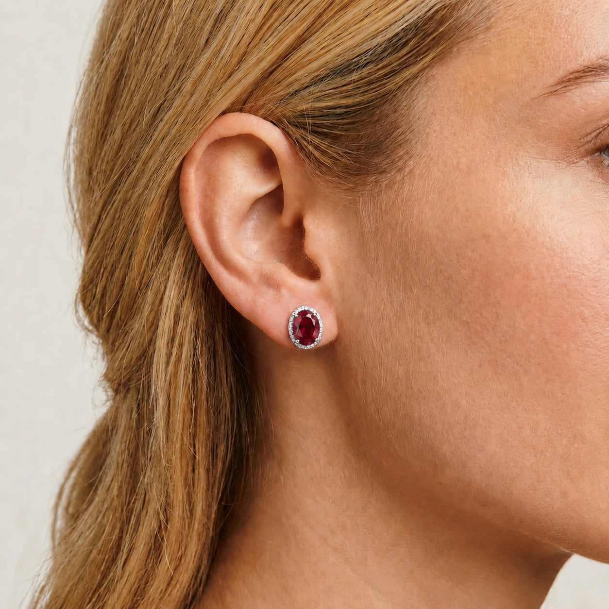 White Gold Earrings Ruby 10K — Donatella