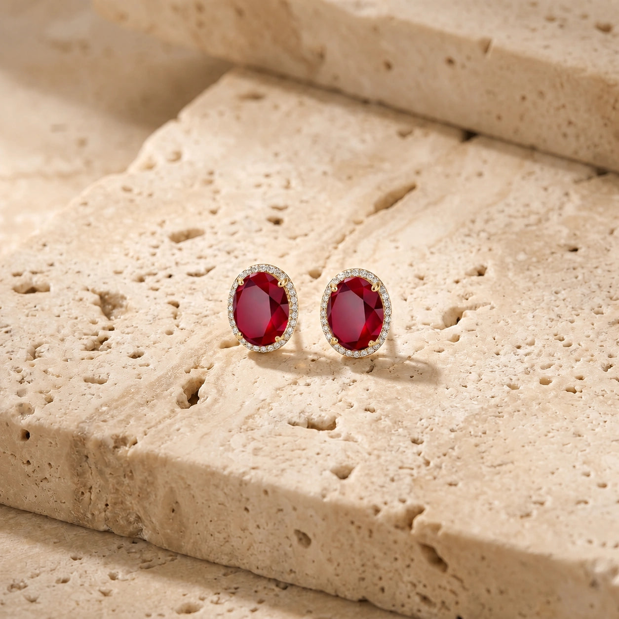 Yellow Gold Earrings Ruby 10K — Donatella