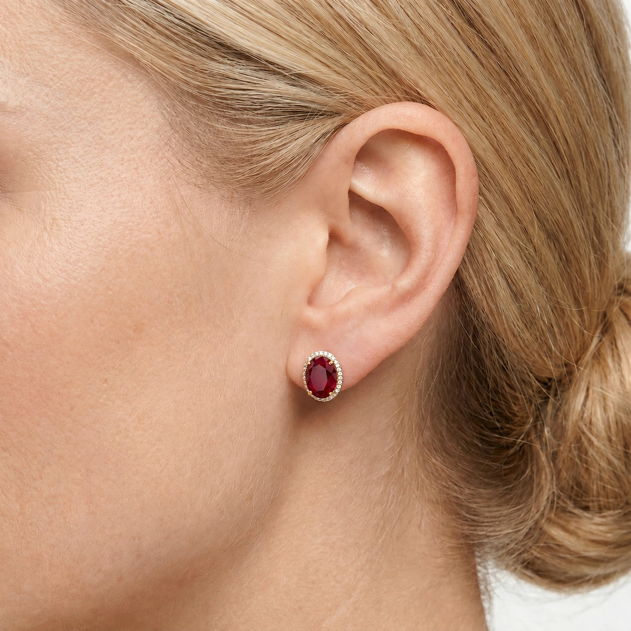 Yellow Gold Earrings Ruby 10K — Donatella