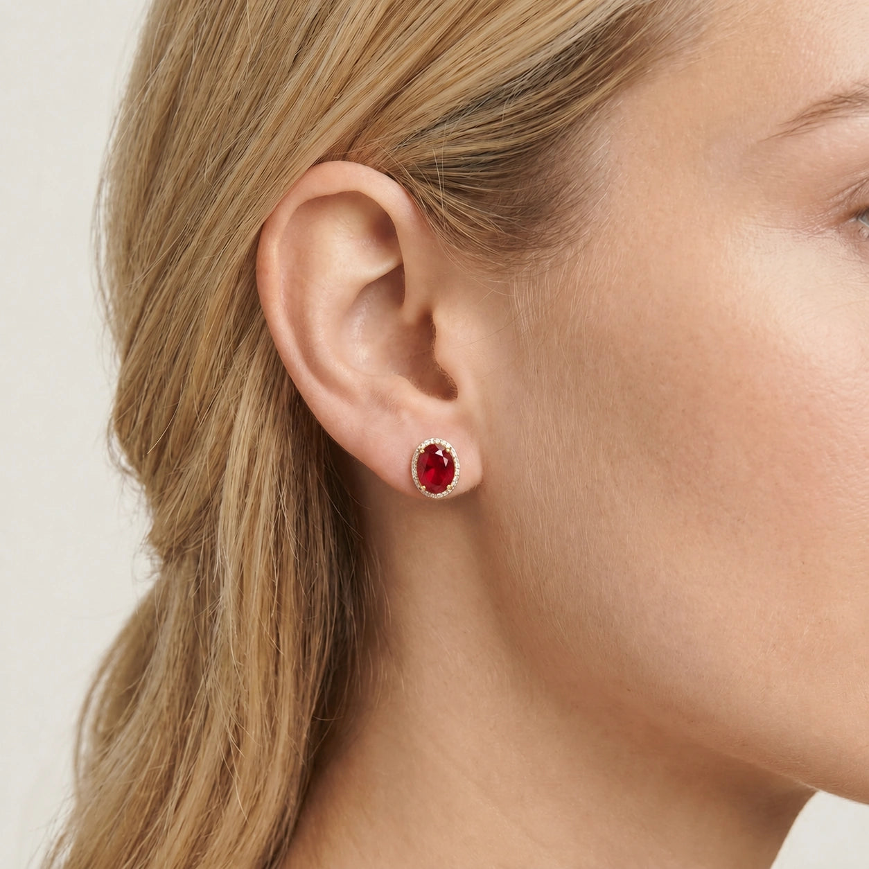 Yellow Gold Earrings Ruby 10K — Donatella