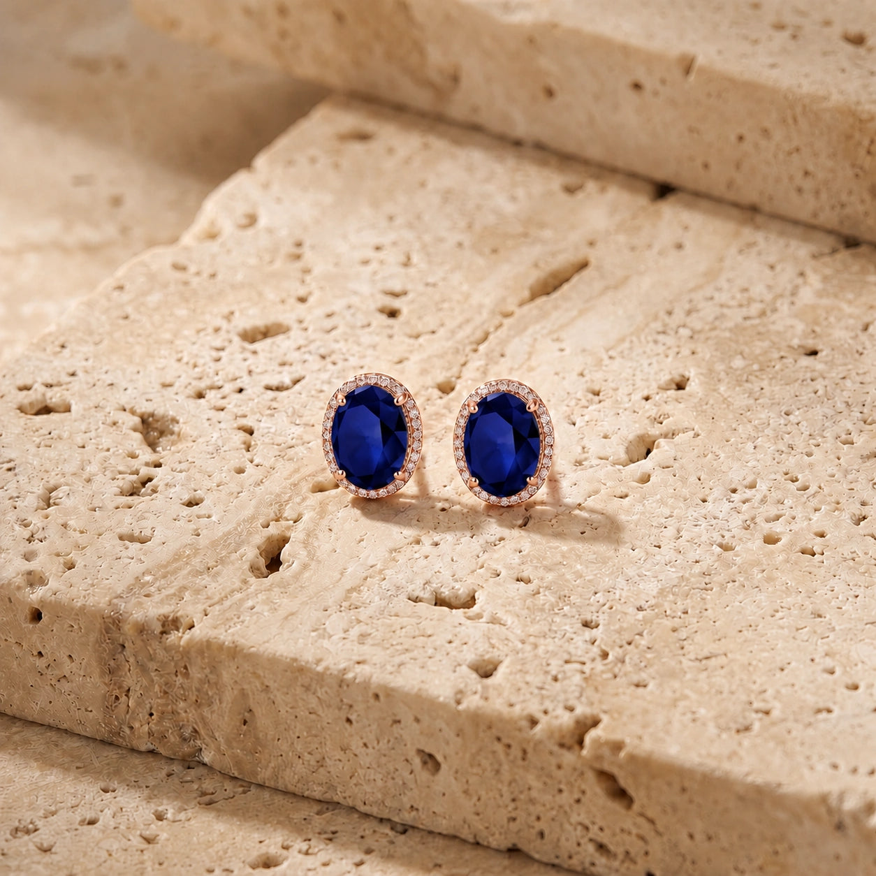 Rose Gold Earrings Sapphire 10K — Donatella