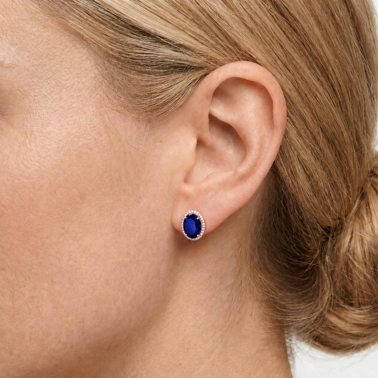 Rose Gold Earrings Sapphire 10K — Donatella