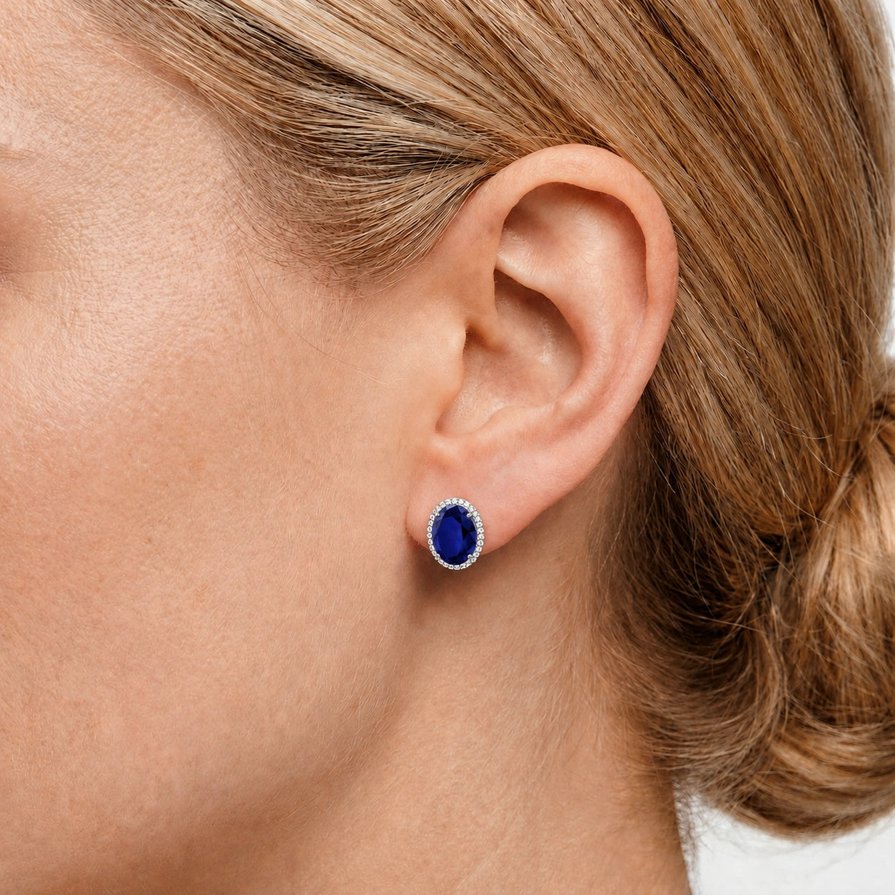 White Gold Earrings Sapphire 10K — Donatella