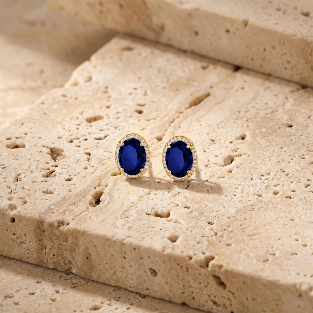 Yellow Gold Earrings Sapphire 10K — Donatella