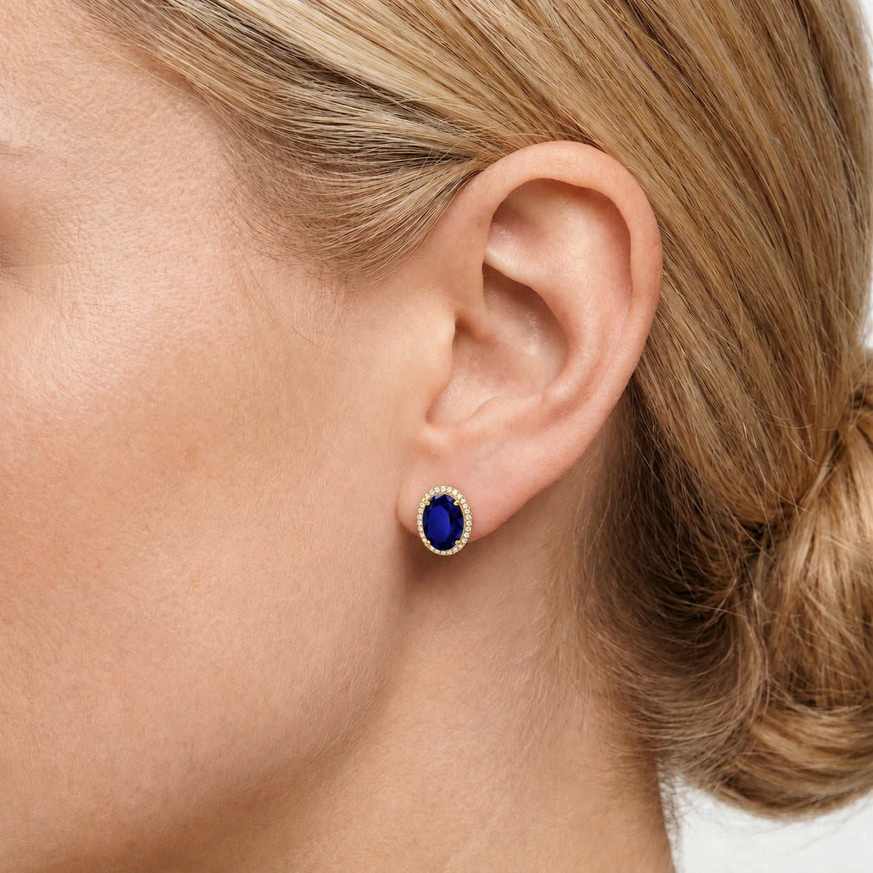 Yellow Gold Earrings Sapphire 10K — Donatella