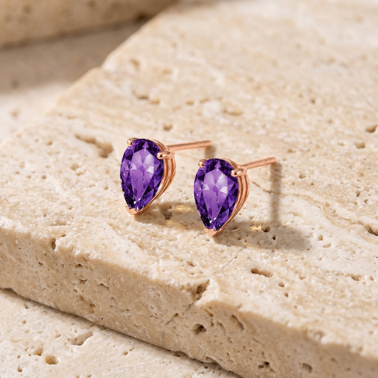 Rose Gold Grace Earrings Blue Topaz 10K — Elisabetta