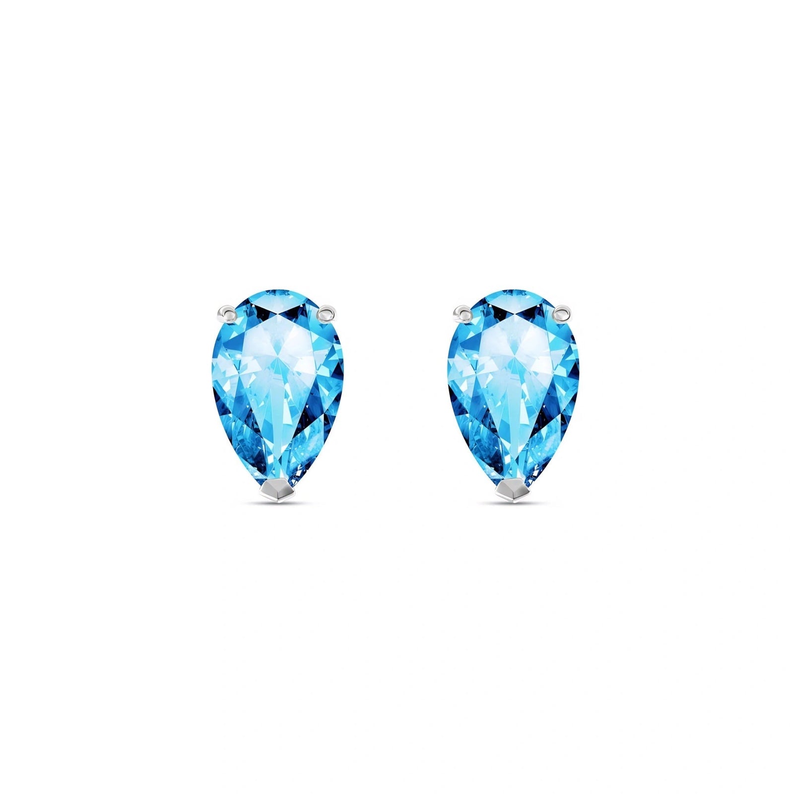 White Gold Grace Earrings Blue Topaz 10K — Elisabetta