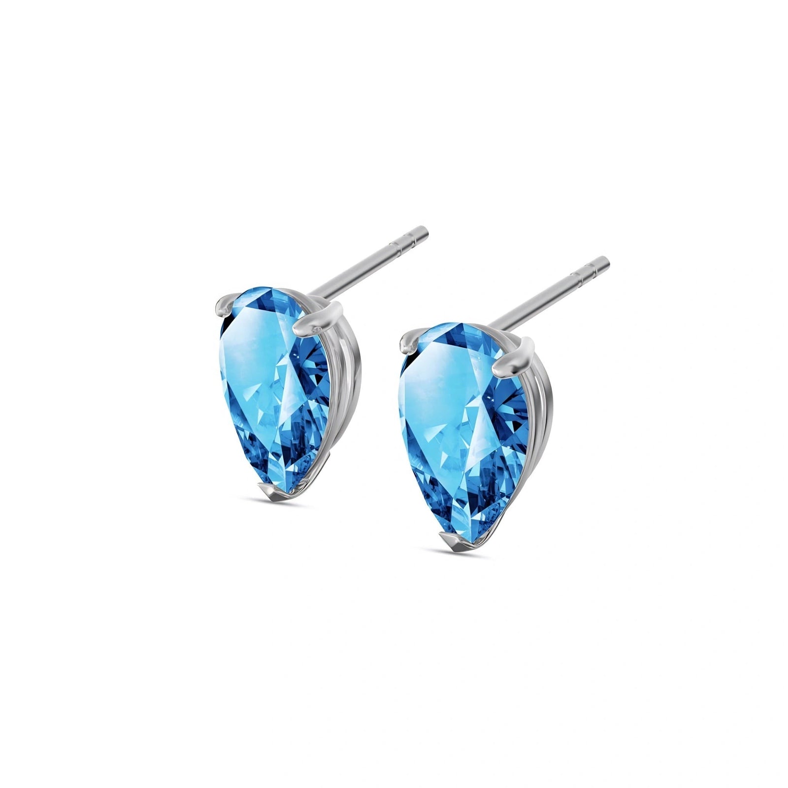 White Gold Grace Earrings Blue Topaz 10K — Elisabetta