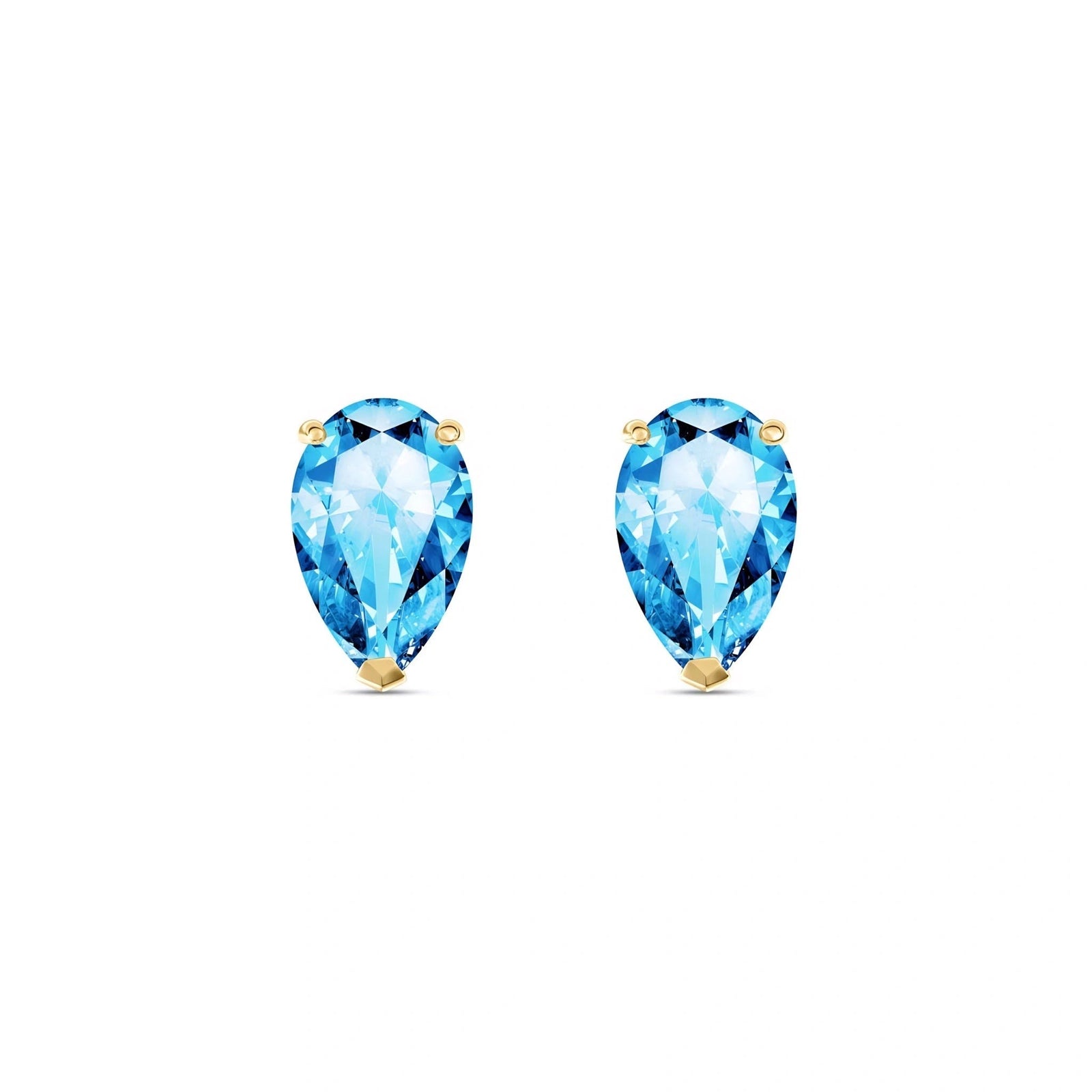 Yellow Gold Grace Earrings Blue Topaz 10K — Elisabetta