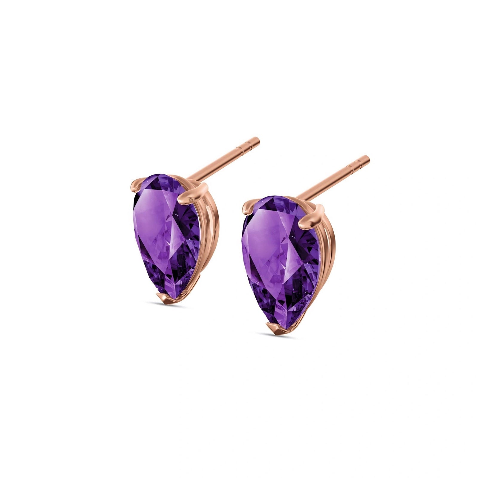 Rose Gold Grace Earrings Amethyst 10K — Elisabetta