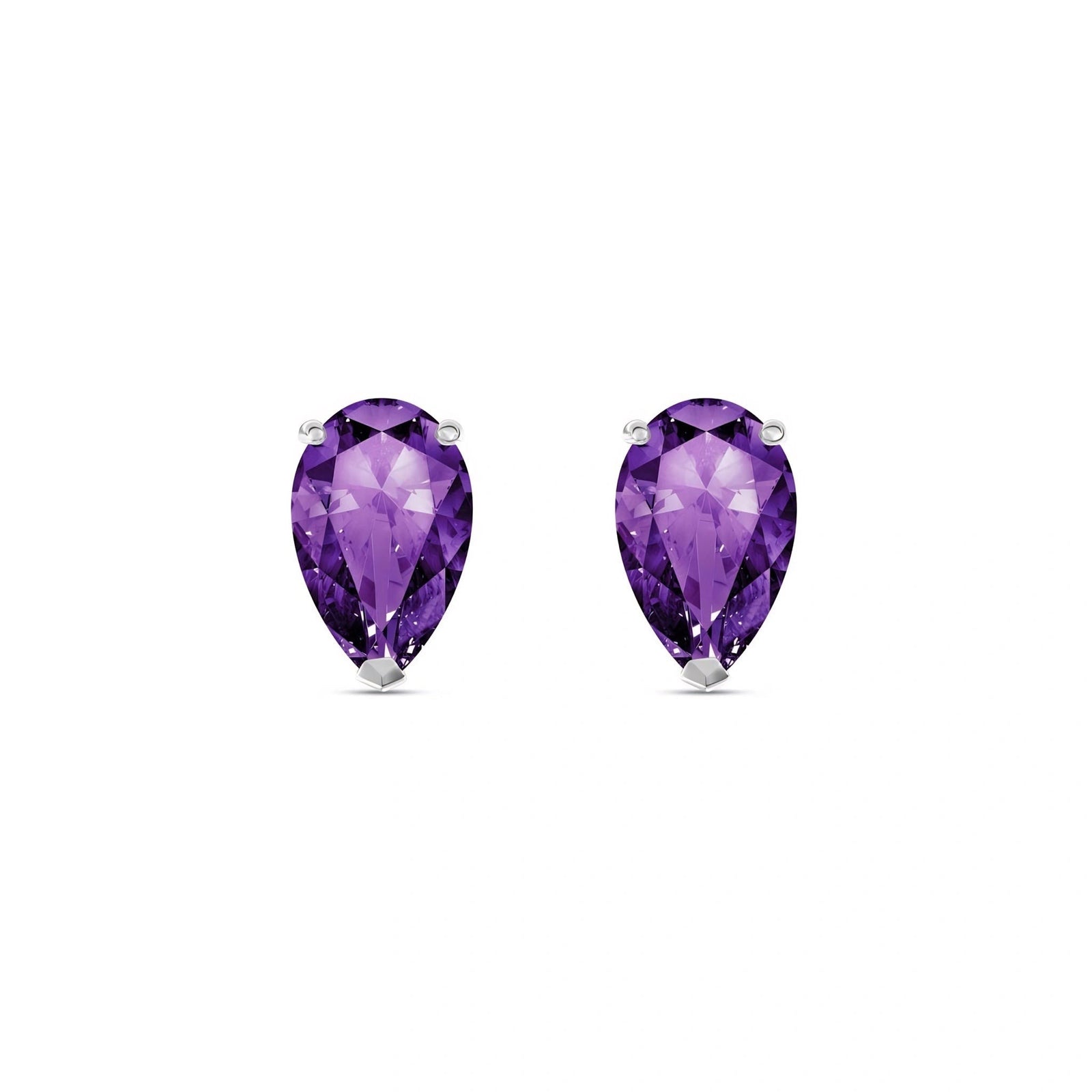 White Gold Grace Earrings Amethyst 10K — Elisabetta
