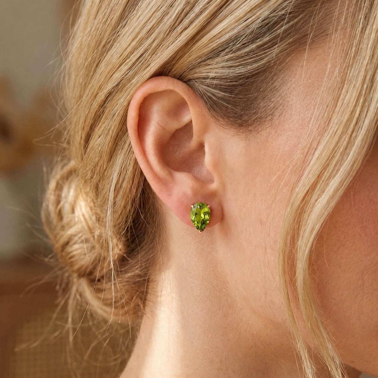 Rose Gold Grace Earrings Peridot 10K — Elisabetta