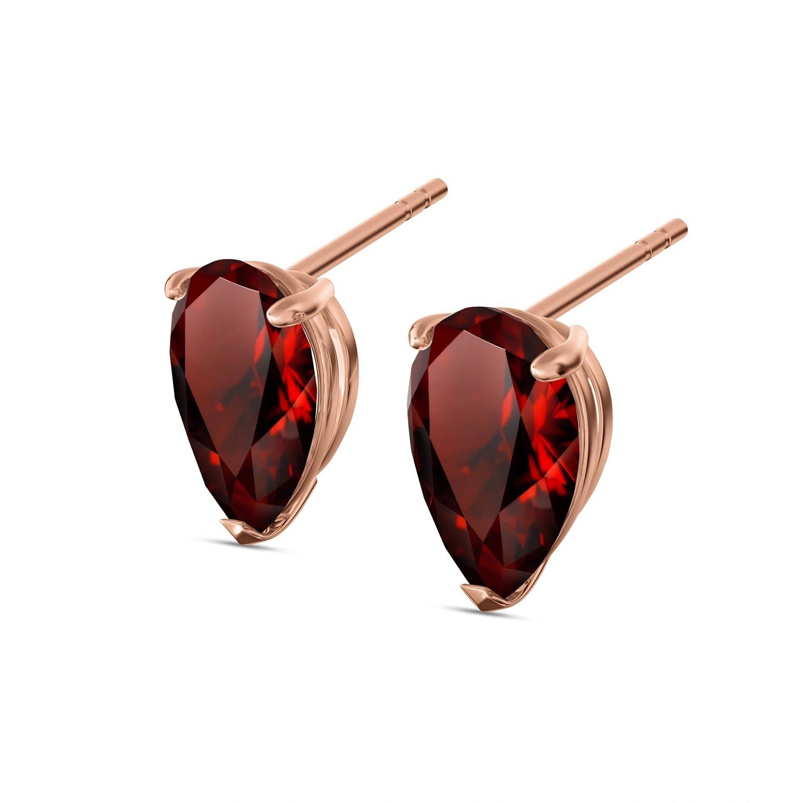 Rose Gold Grace Earrings Garnet 10K — Elisabetta