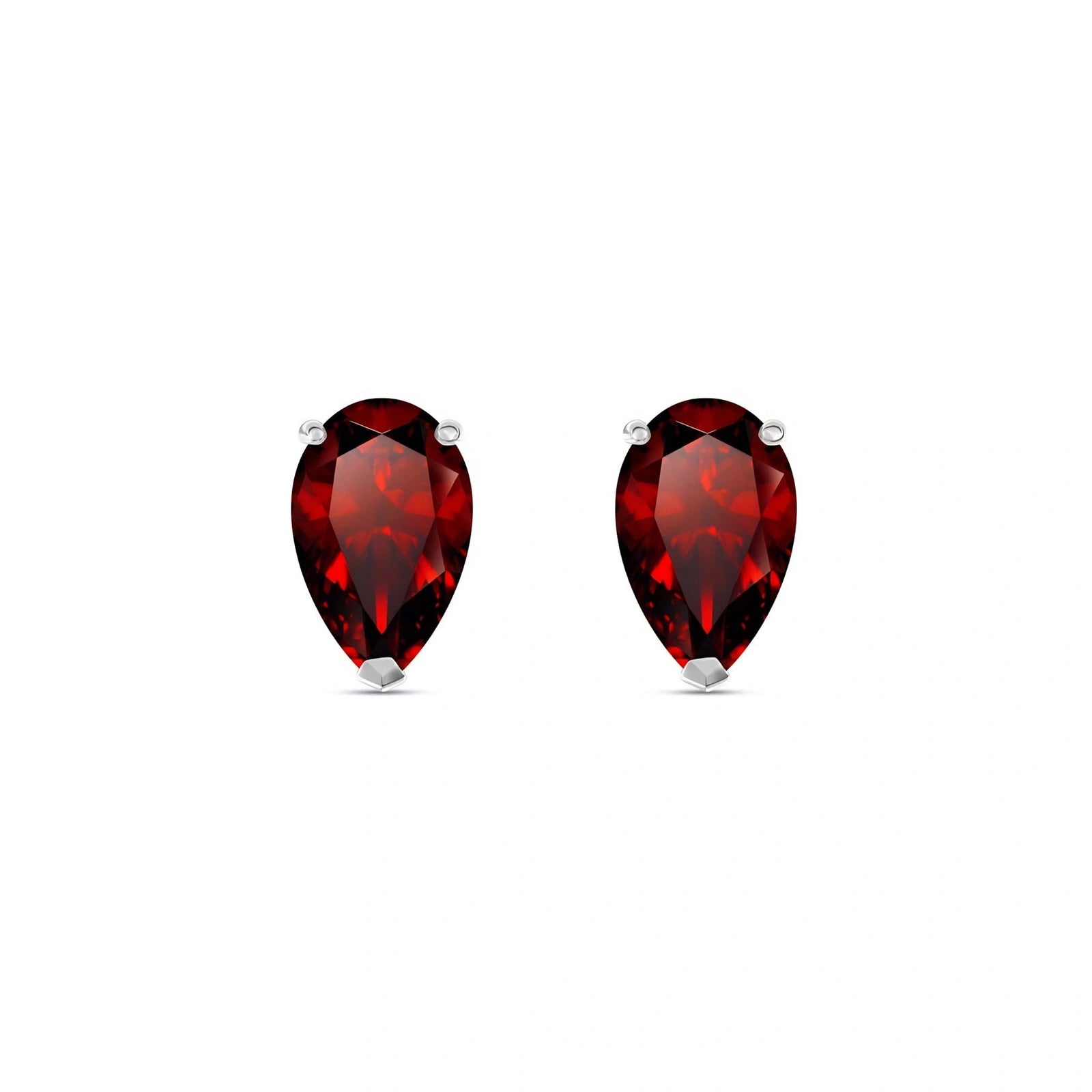White Gold Grace Earrings Garnet 10K — Elisabetta