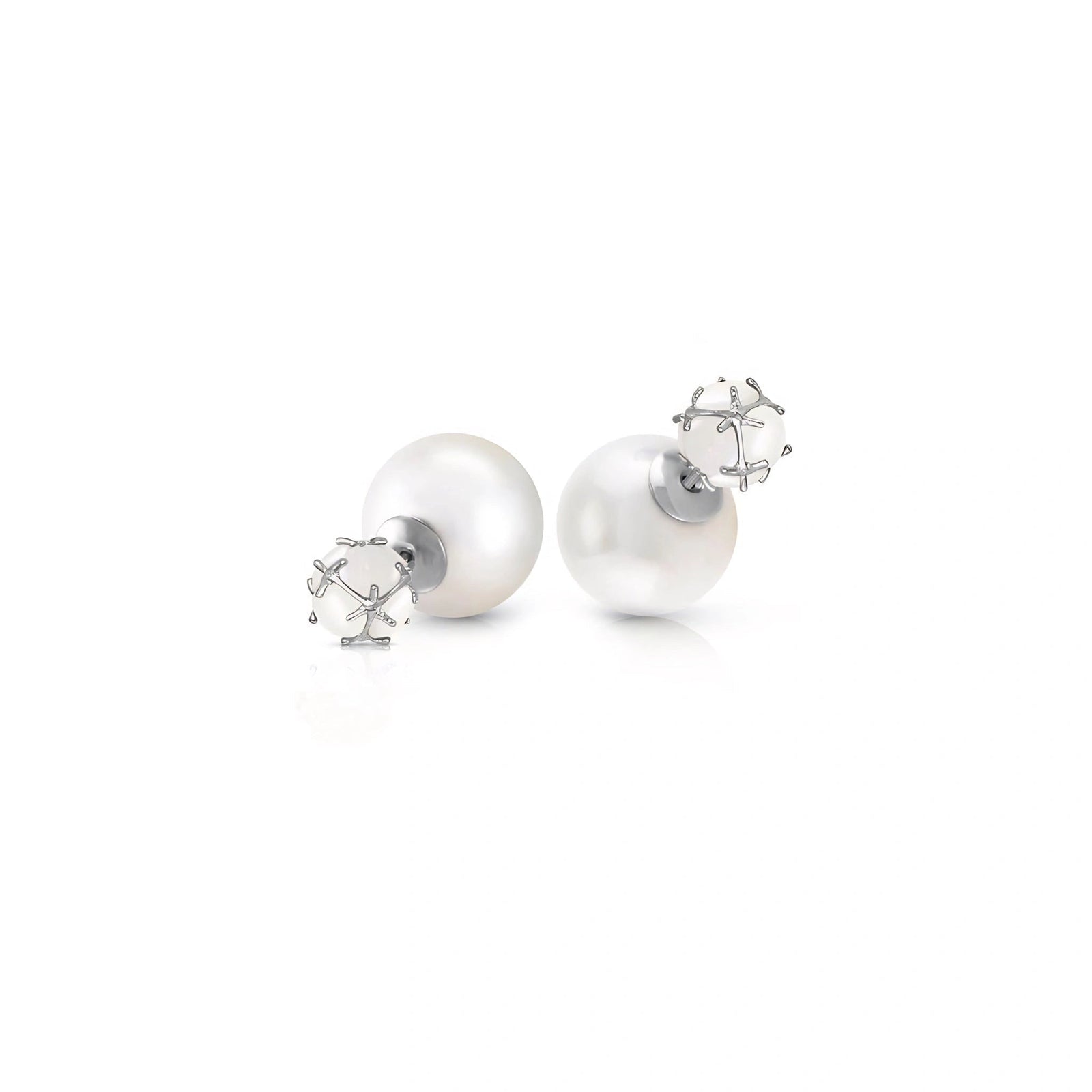 White Gold Reverie Stud Earrings Pearl 10K — Graziana