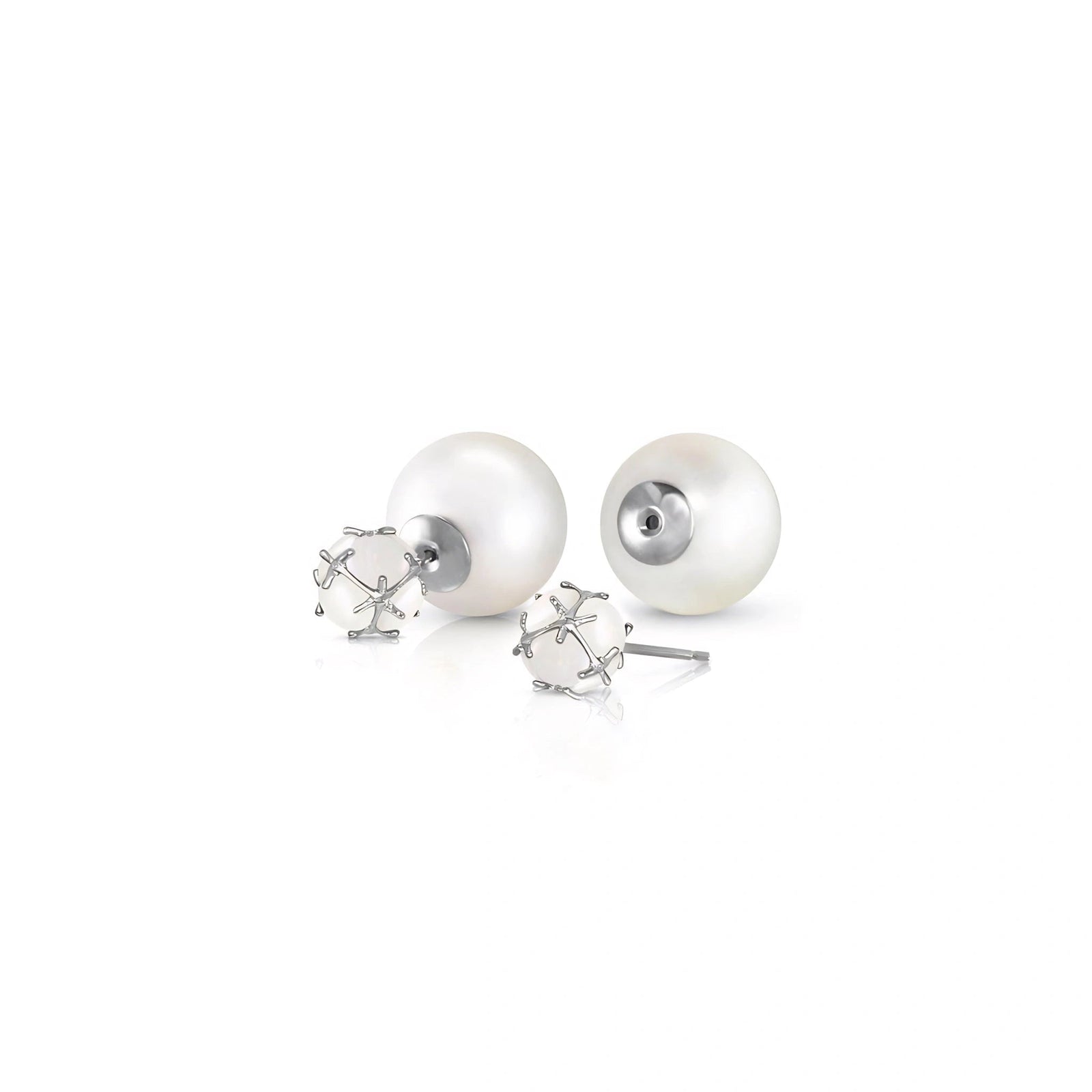 White Gold Reverie Stud Earrings Pearl 10K — Graziana