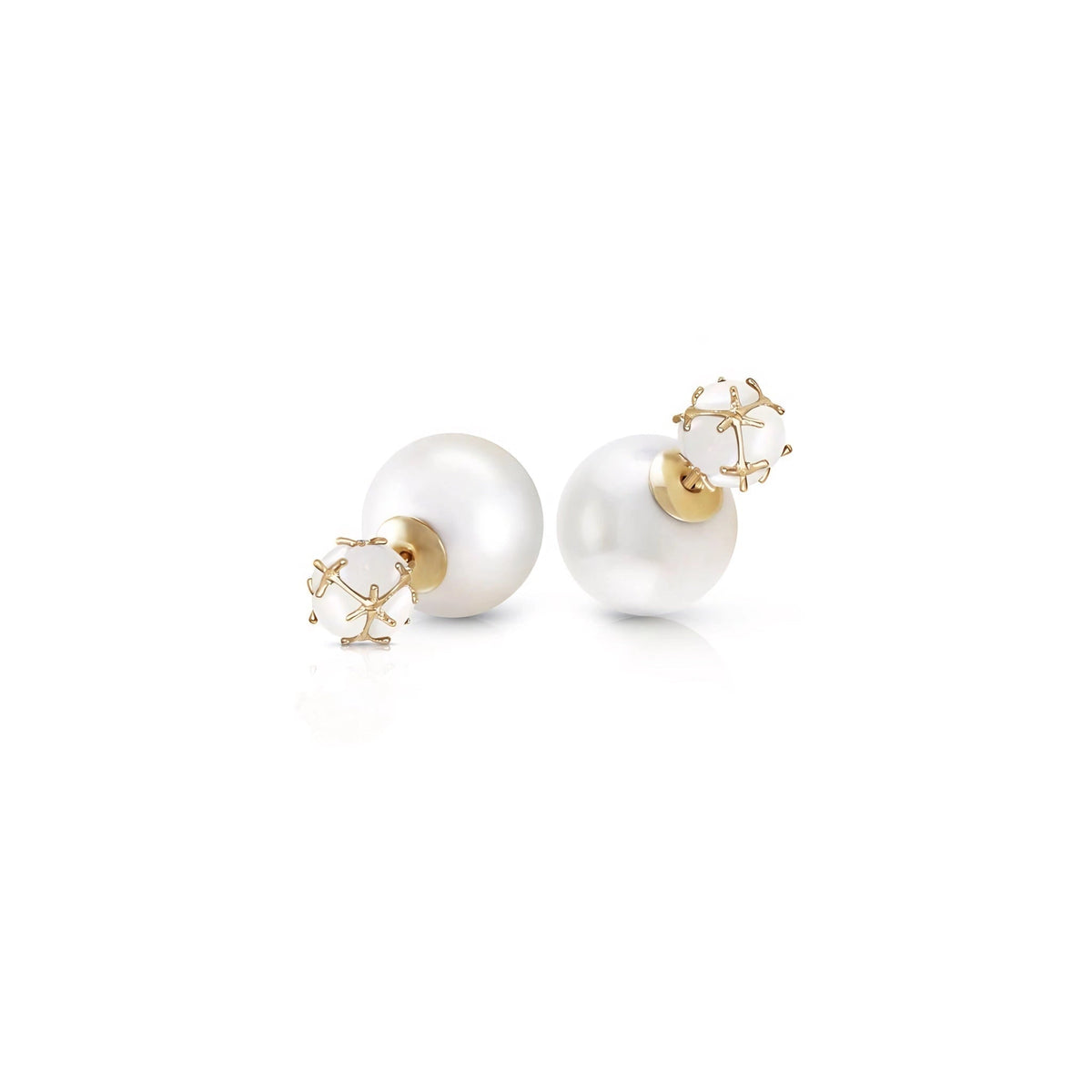 Yellow Gold Reverie Stud Earrings Pearl 10K — Graziana