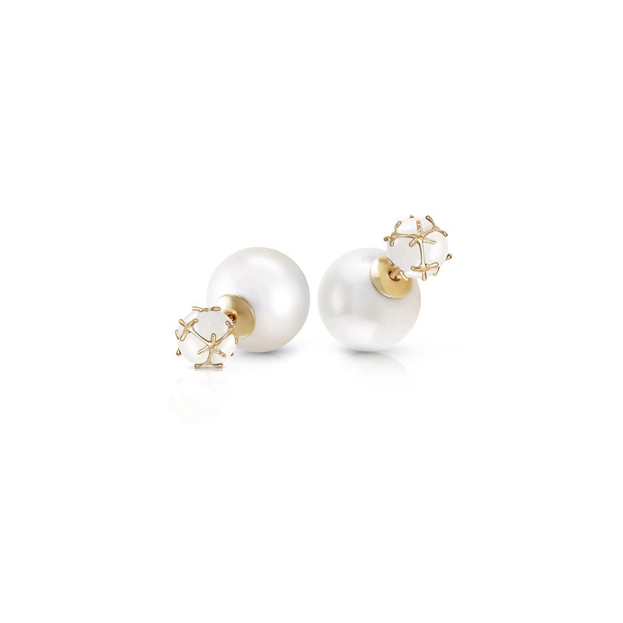 Yellow Gold Reverie Stud Earrings Pearl 10K — Graziana