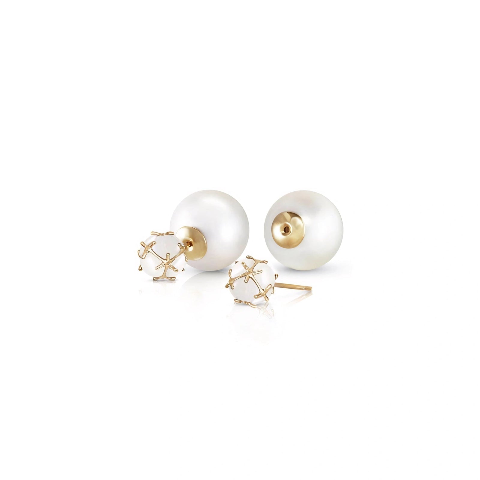 Yellow Gold Reverie Stud Earrings Pearl 10K — Graziana