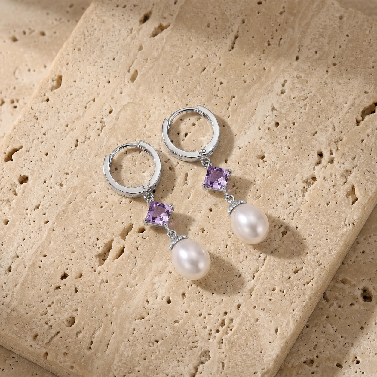 White Gold Earrings Pearl 10K — Serena