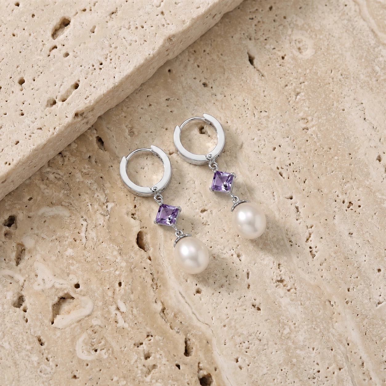 White Gold Earrings Pearl 10K — Serena