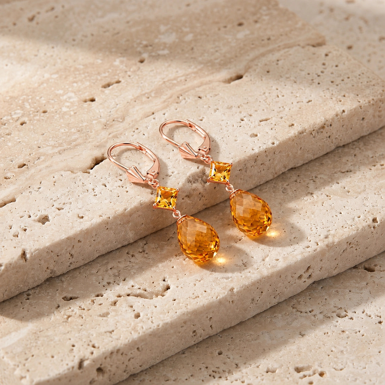 Rose Gold Petal Earrings Amethyst 10K — Fabiola