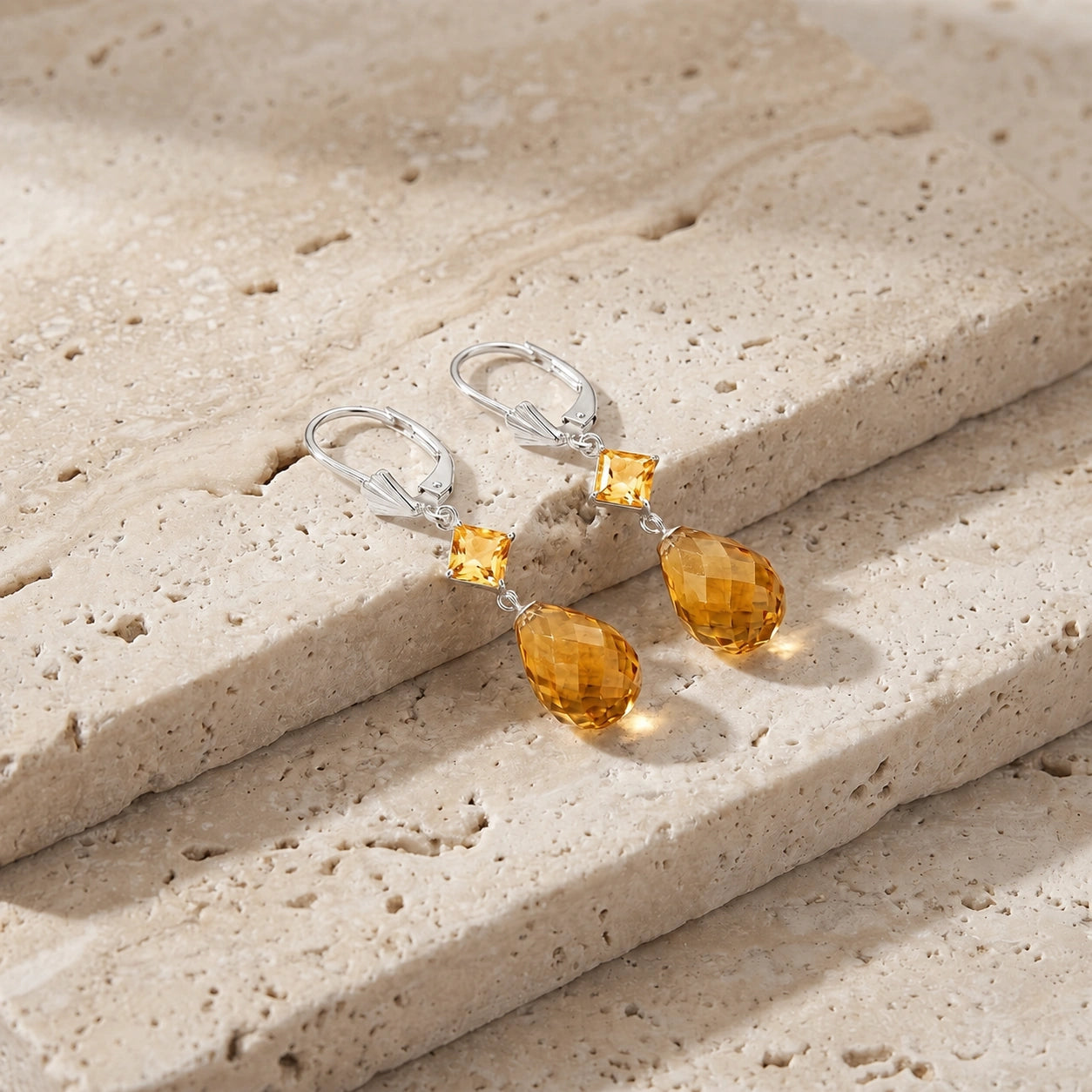 White Gold Petal Earrings Amethyst 10K — Fabiola