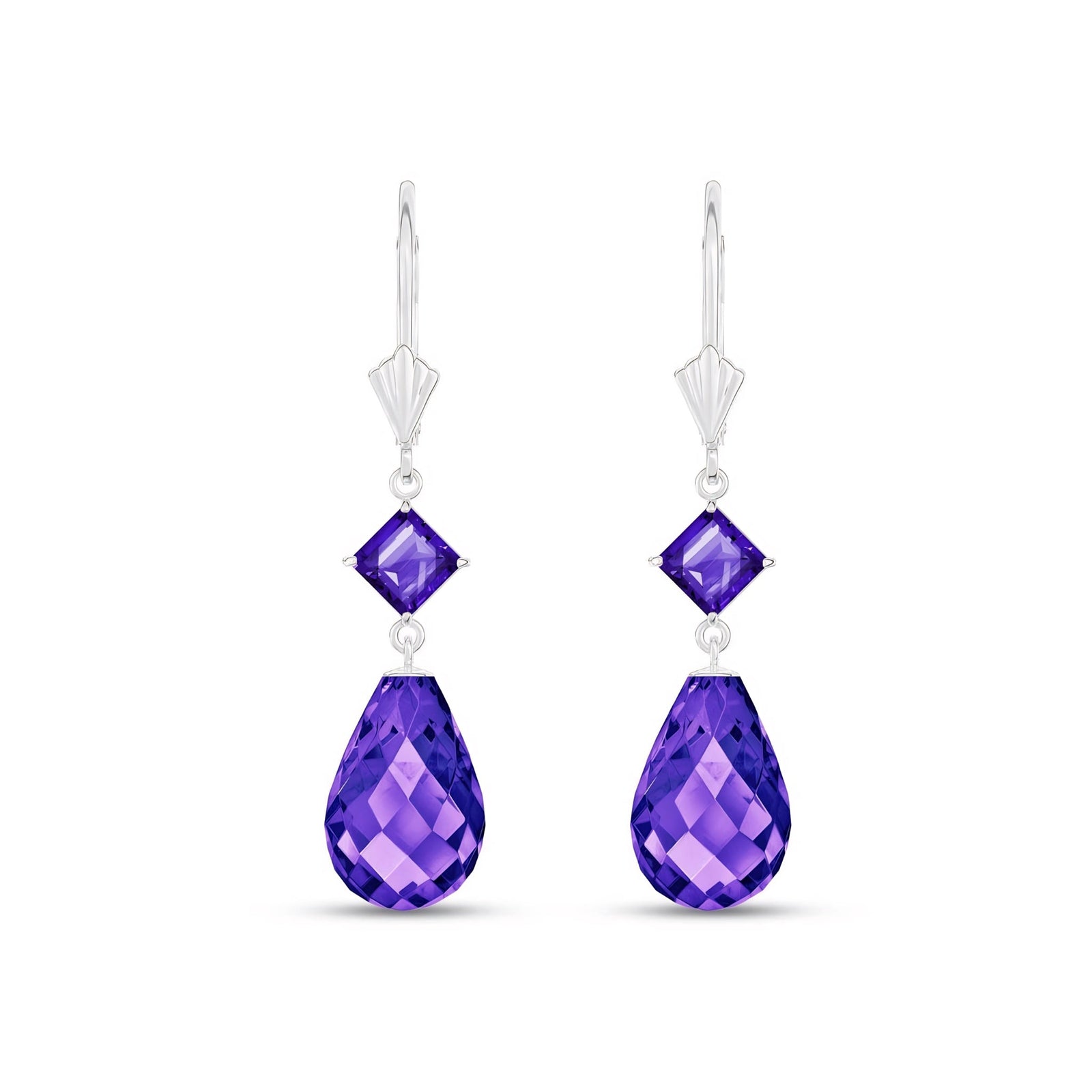 White Gold Petal Earrings Amethyst 10K — Fabiola