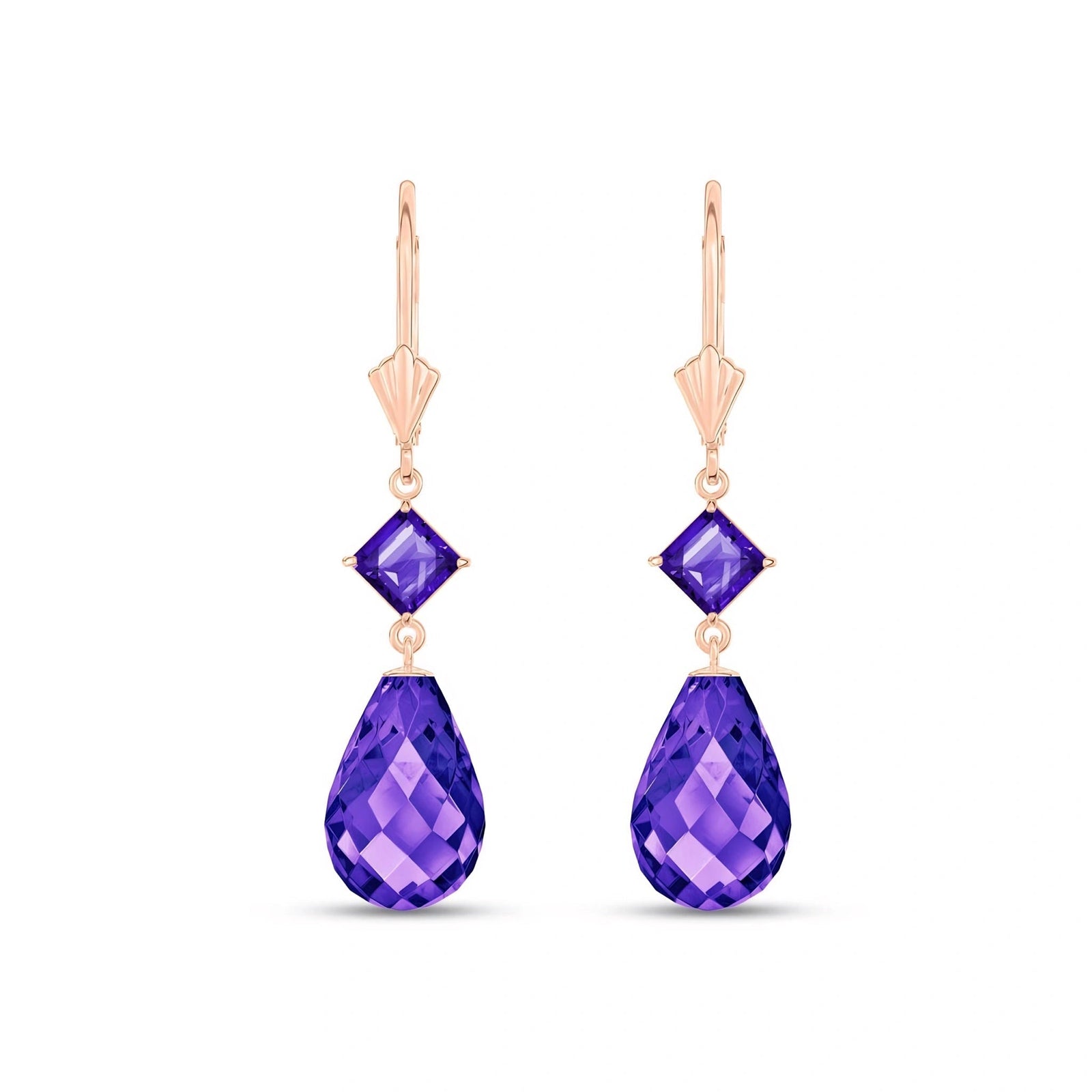 Rose Gold Petal Earrings Blue Topaz 10K — Fabiola