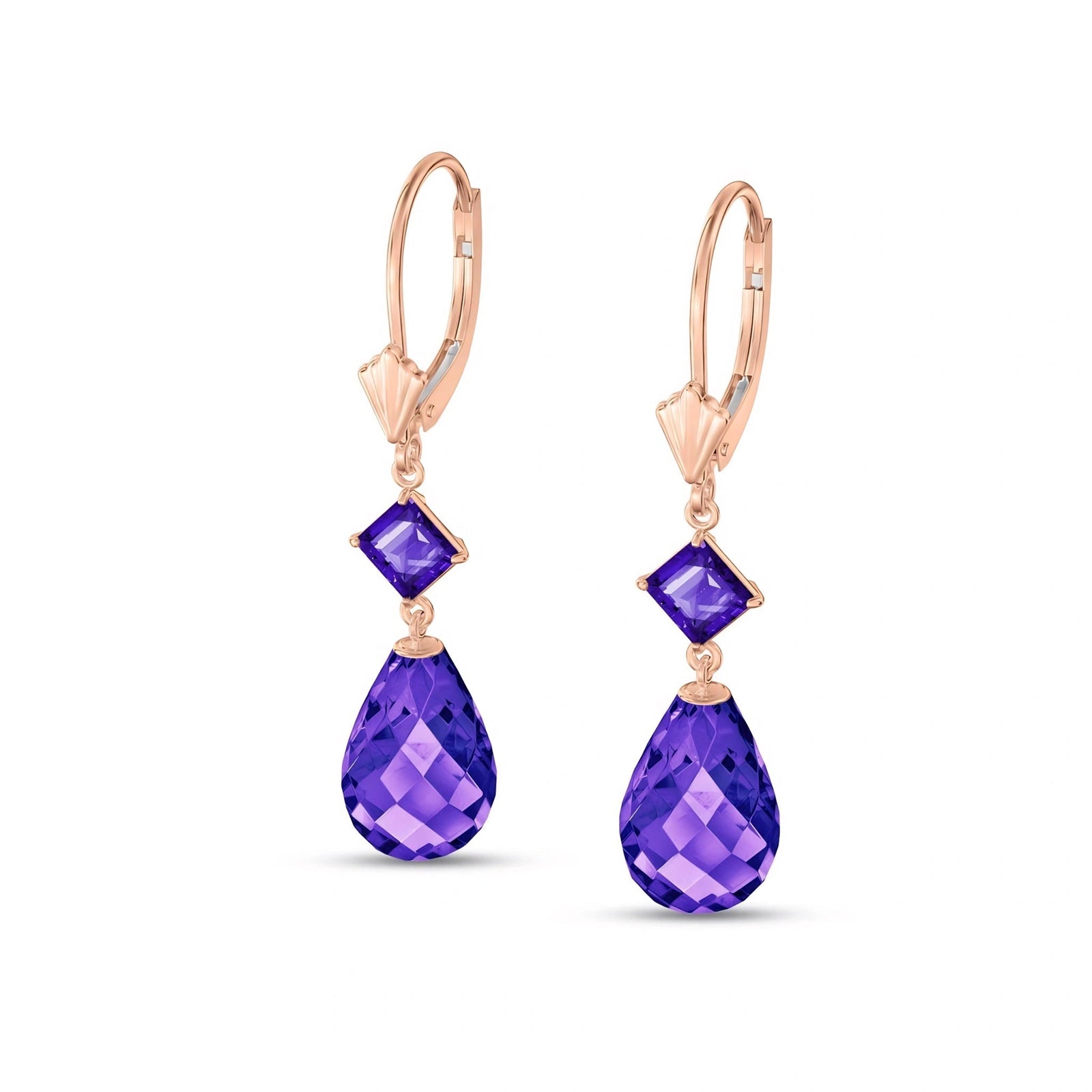 Rose Gold Petal Earrings Blue Topaz 10K — Fabiola
