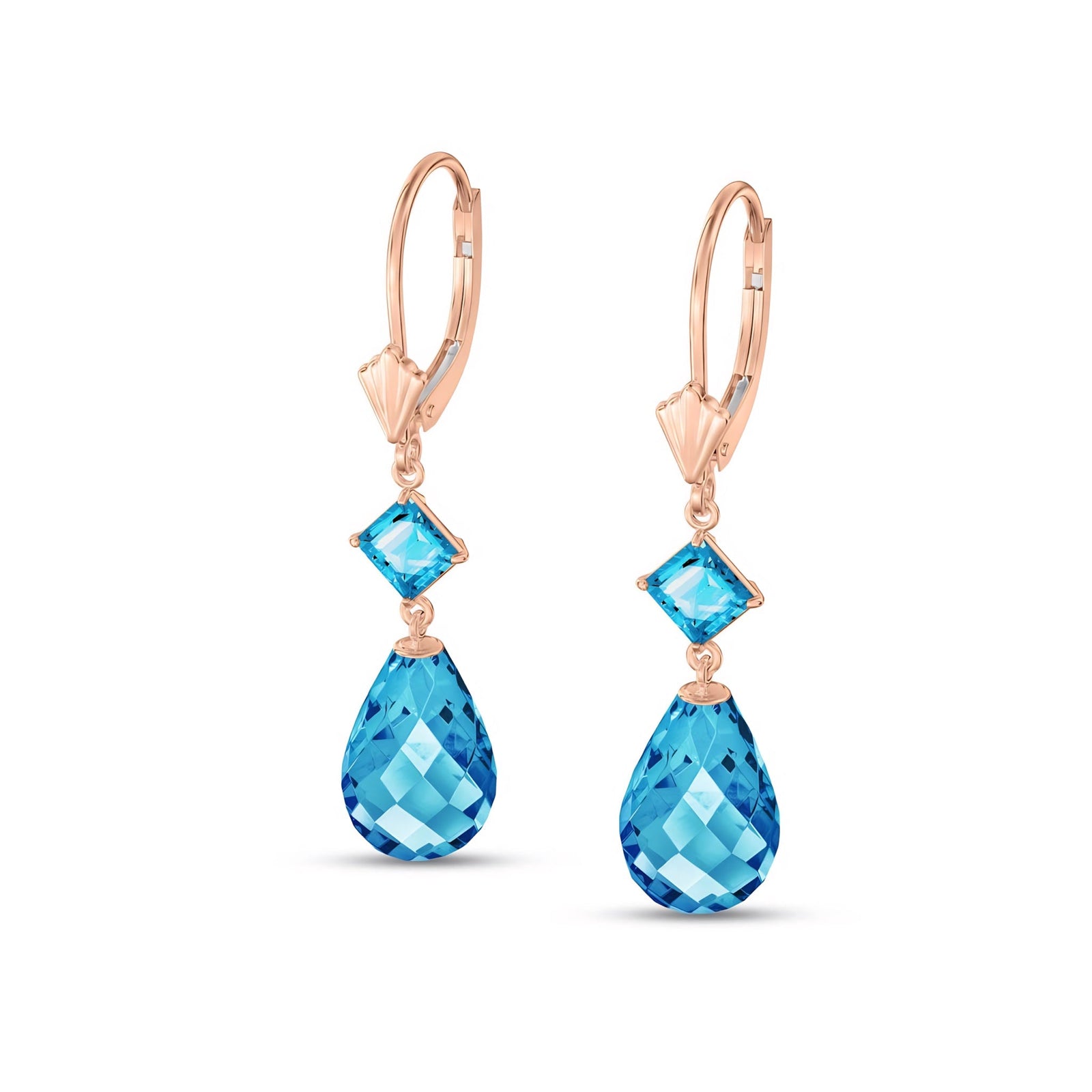 Rose Gold Petal Earrings Blue Topaz 10K — Fabiola
