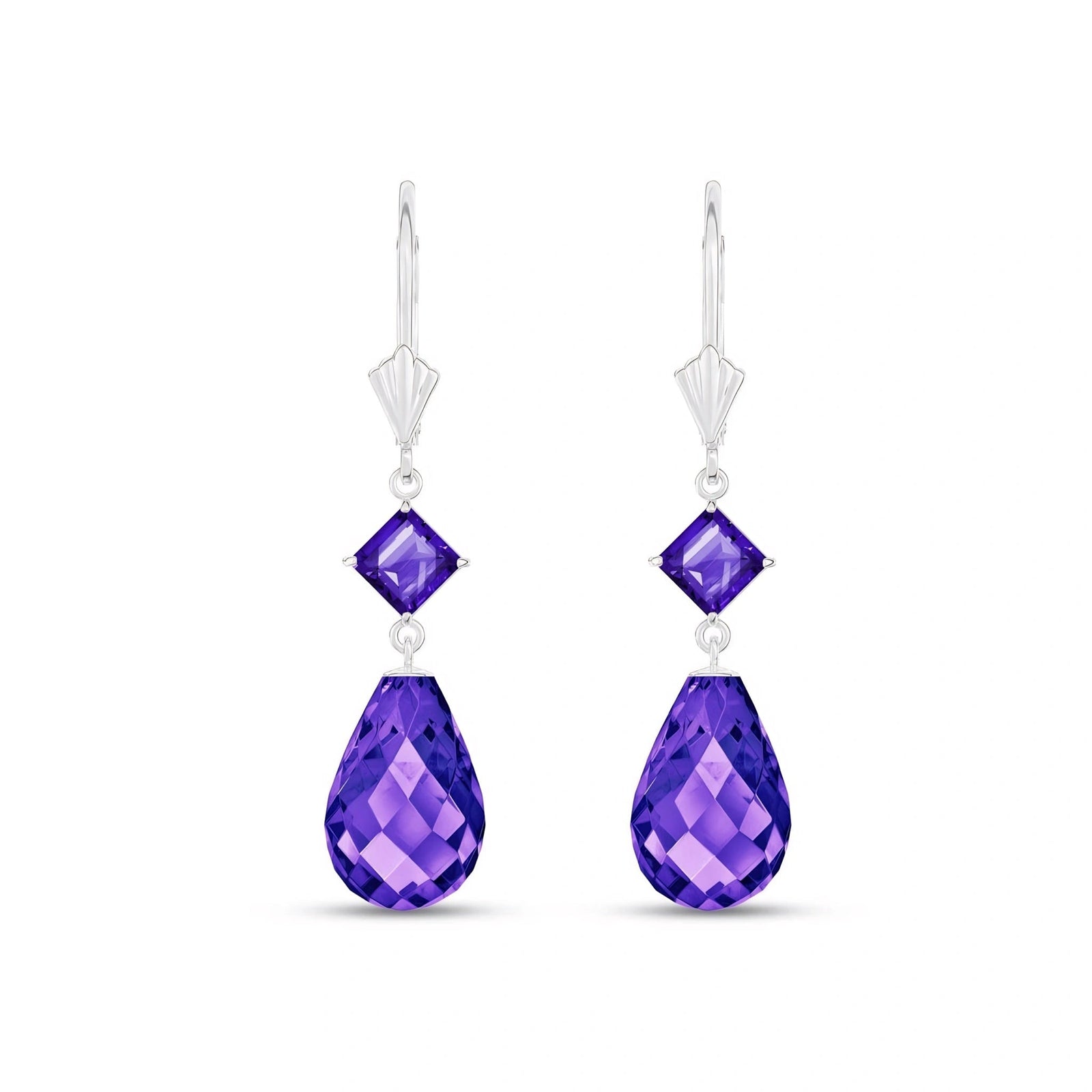 White Gold Petal Earrings Blue Topaz 10K — Fabiola