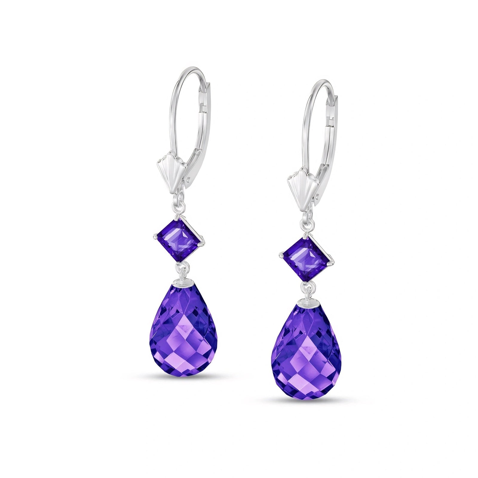 White Gold Petal Earrings Blue Topaz 10K — Fabiola