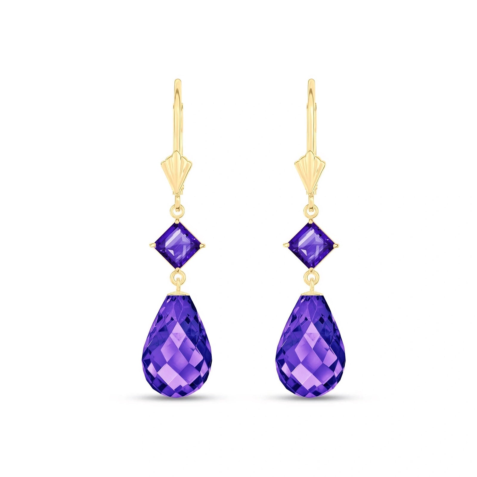 Yellow Gold Petal Earrings Blue Topaz 10K — Fabiola