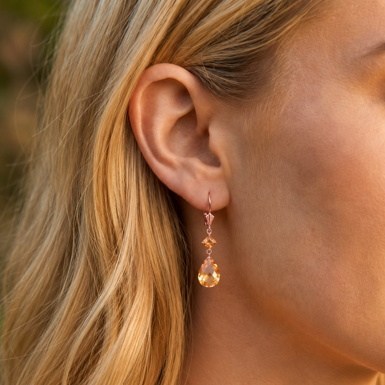 Rose Gold Petal Earrings Citrine 10K — Fabiola