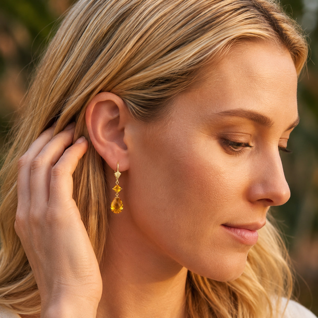 Yellow Gold Petal Earrings Citrine 10K — Fabiola