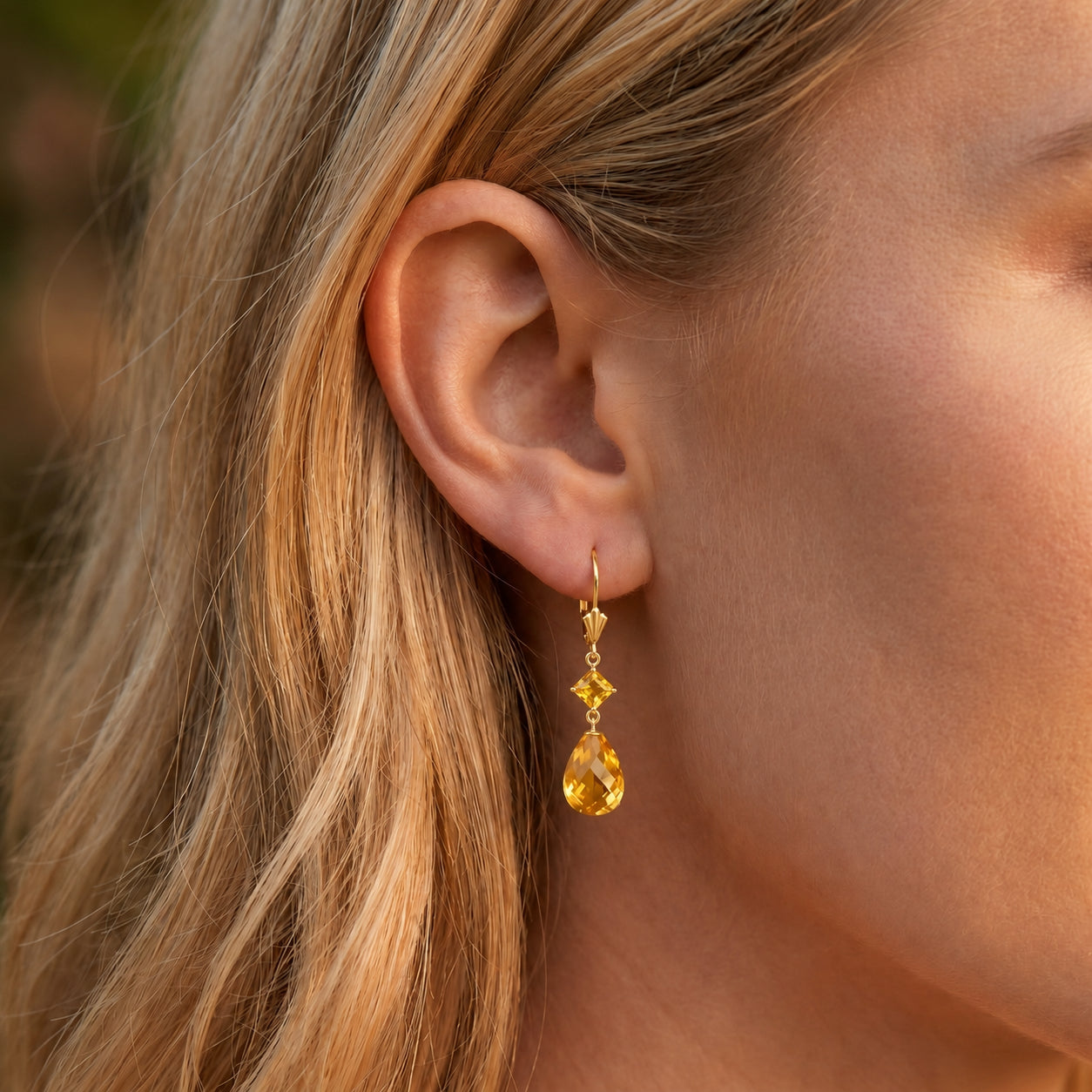 Yellow Gold Petal Earrings Citrine 10K — Fabiola