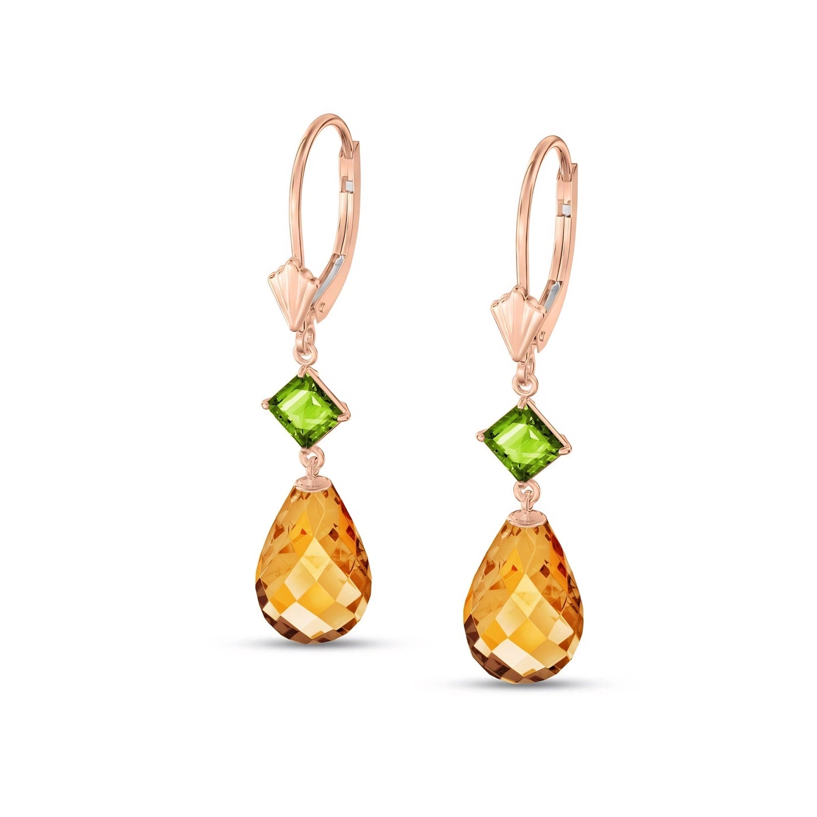 Rose Gold Petal Earrings Emerald 10K — Fabiola