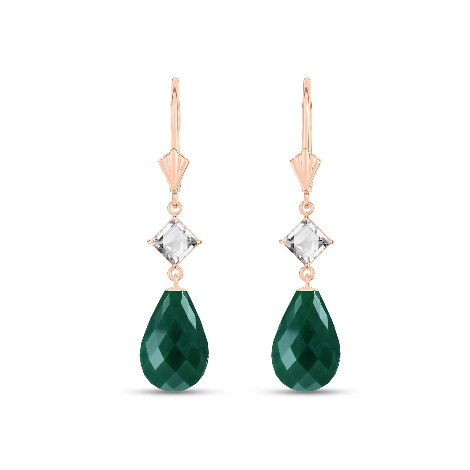 Rose Gold Petal Earrings Emerald 10K — Fabiola
