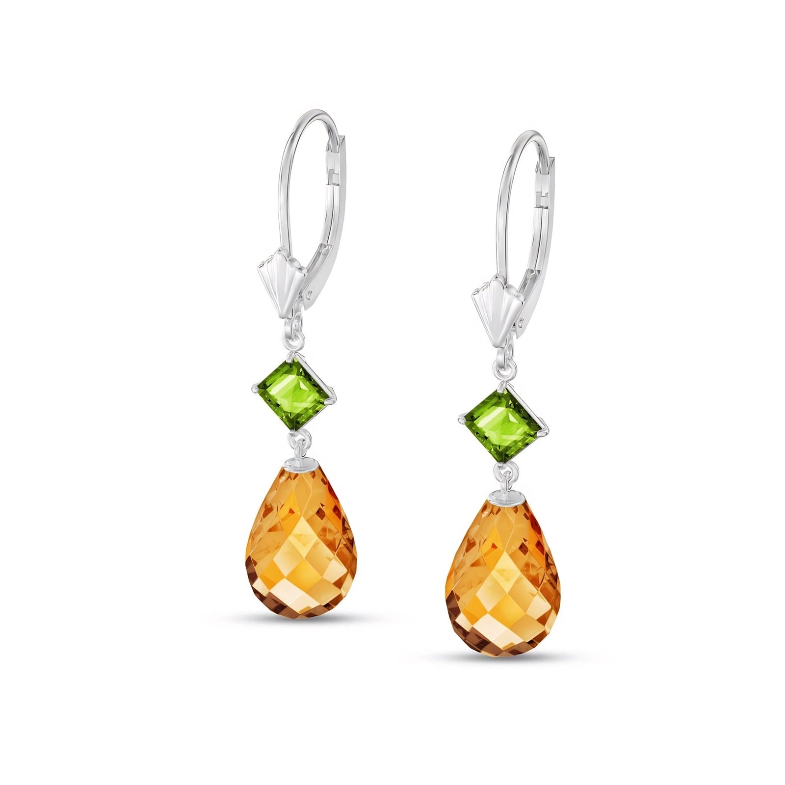 White Gold Petal Earrings Emerald 10K — Fabiola