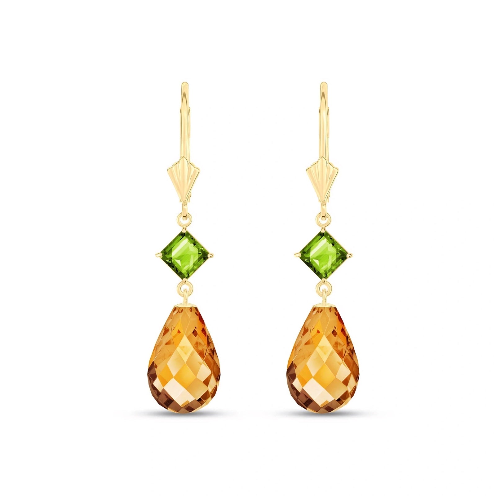 Yellow Gold Petal Earrings Emerald 10K — Fabiola