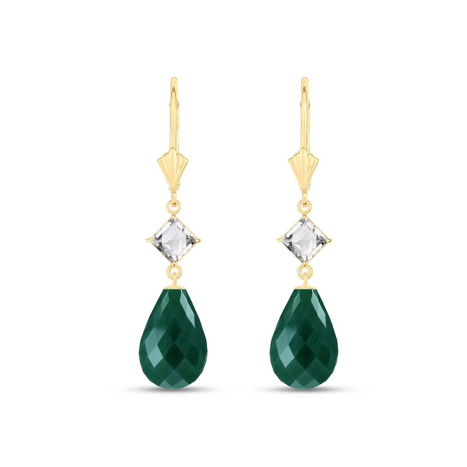 Yellow Gold Petal Earrings Emerald 10K — Fabiola