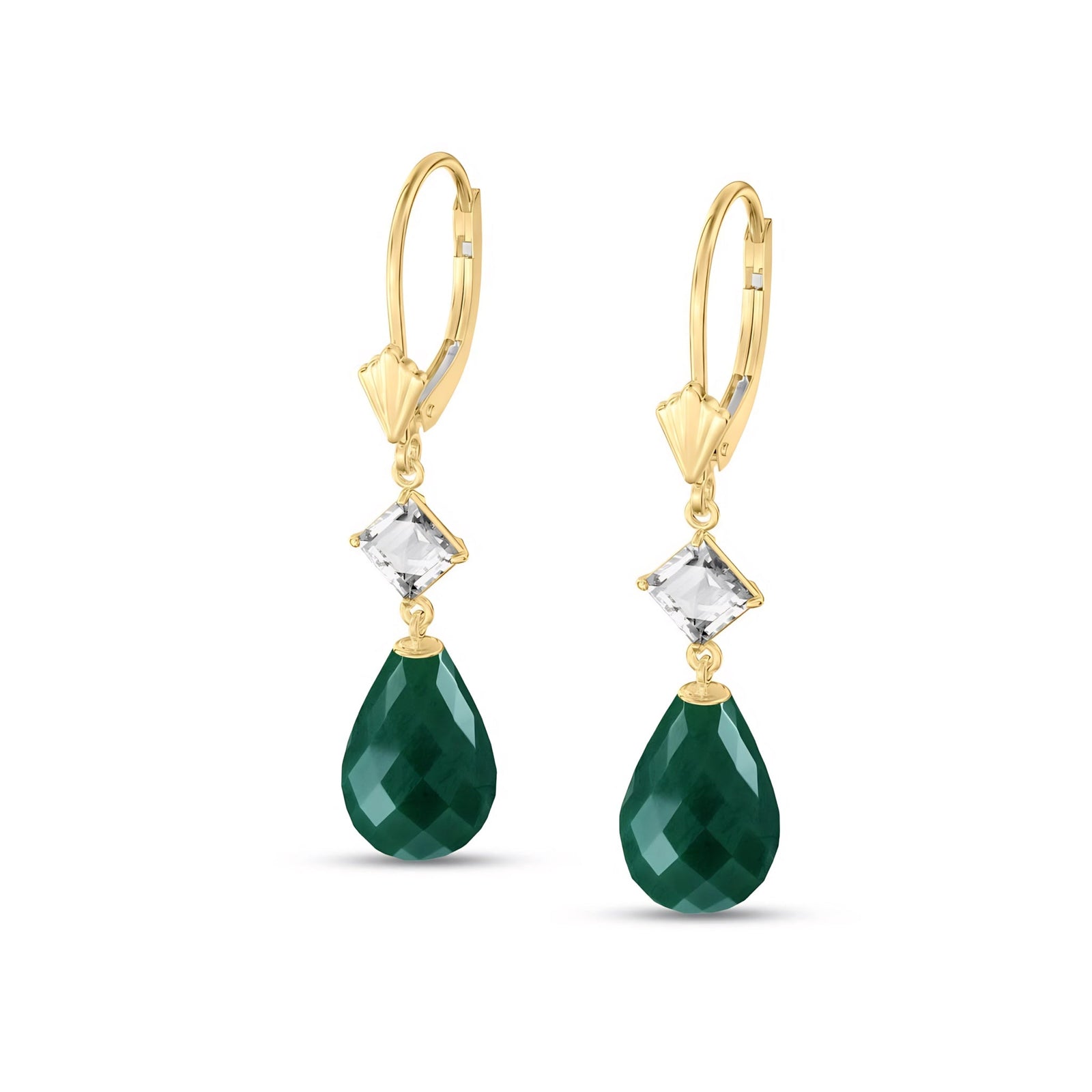 Yellow Gold Petal Earrings Emerald 10K — Fabiola