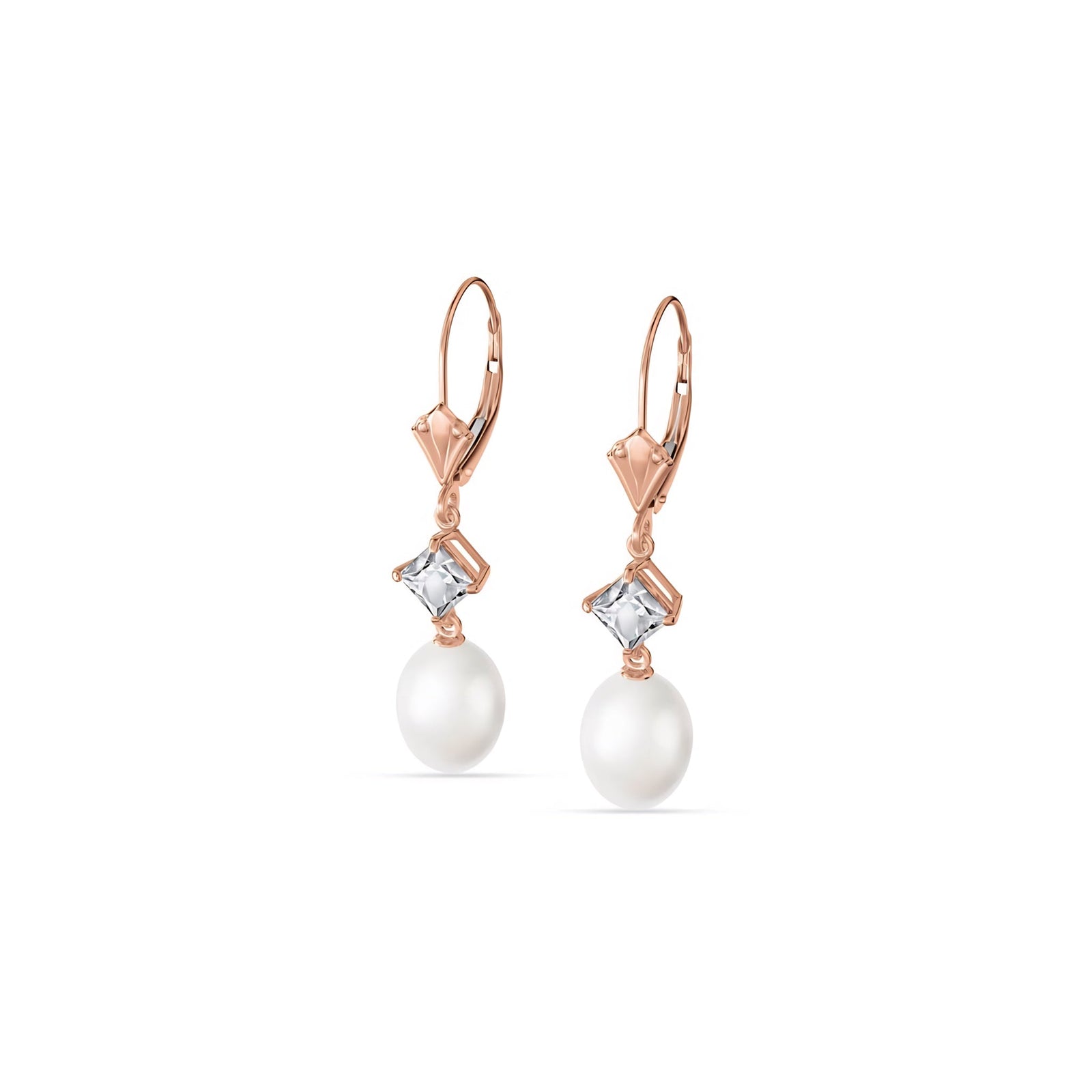 Rose Gold Petal Earrings Pearl 10K — Fabiola