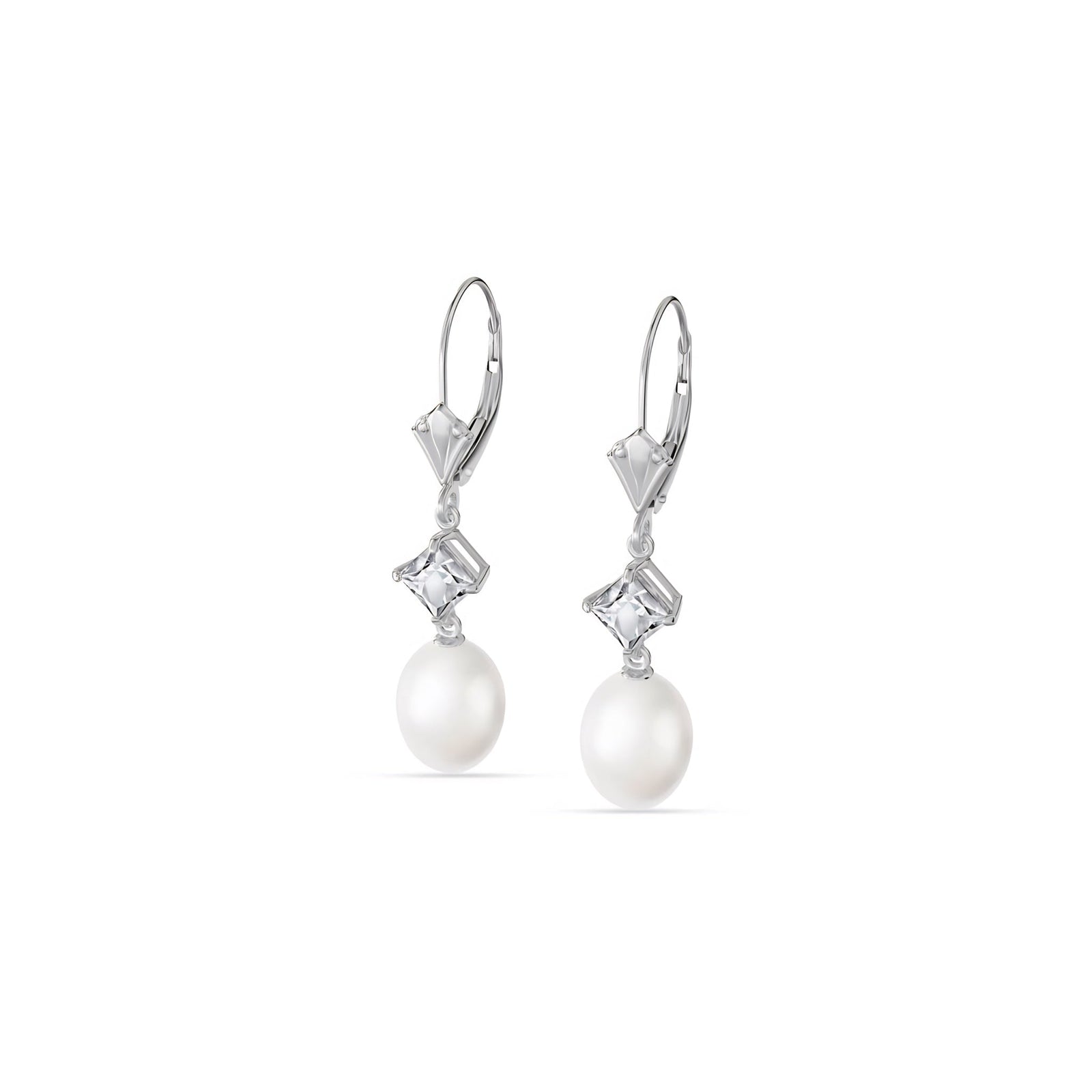 White Gold Petal Earrings Pearl 10K — Fabiola