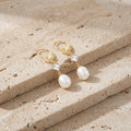 Yellow Gold Petal Earrings Pearl 10K — Fabiola